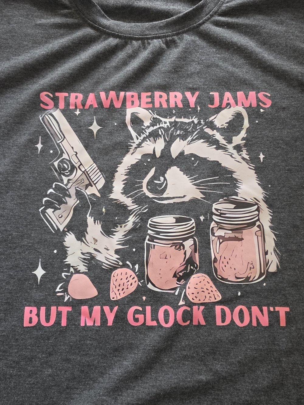 Strawberry Jams Graphic Tee - Dark Gray & Pink